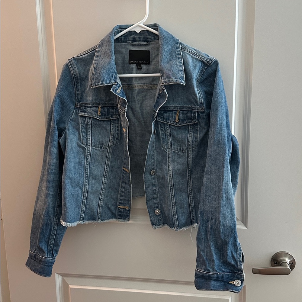 Banana Republic Cropped Blue Denim Jacket